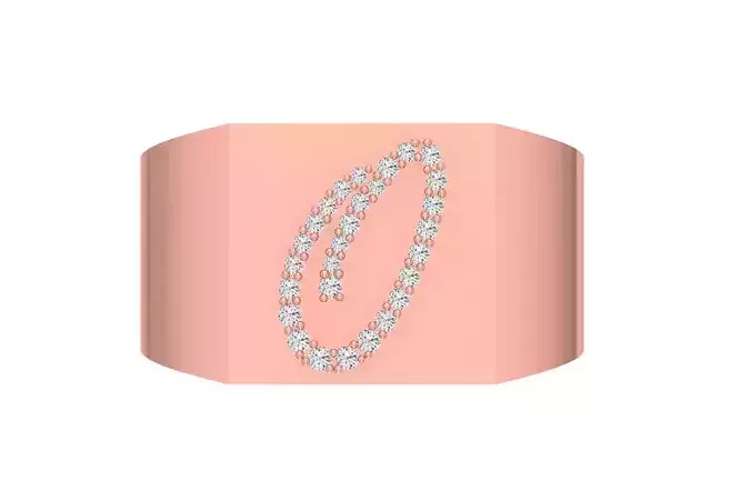Mens Signet O Alphabet Ring 3dm STL OBJ FBX Render Details