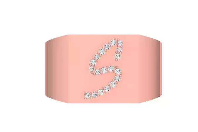 Mens Signet S Alphabet Ring 3dm STL OBJ FBX Render Details