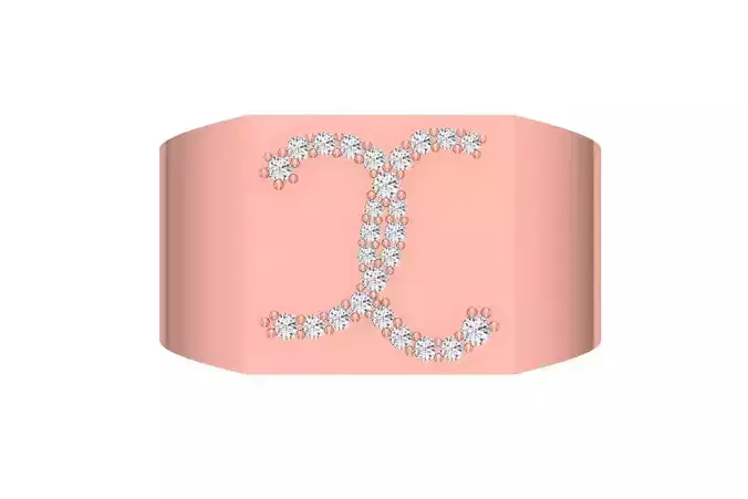 Mens Signet X Alphabet Ring 3dm STL OBJ FBX Render Details