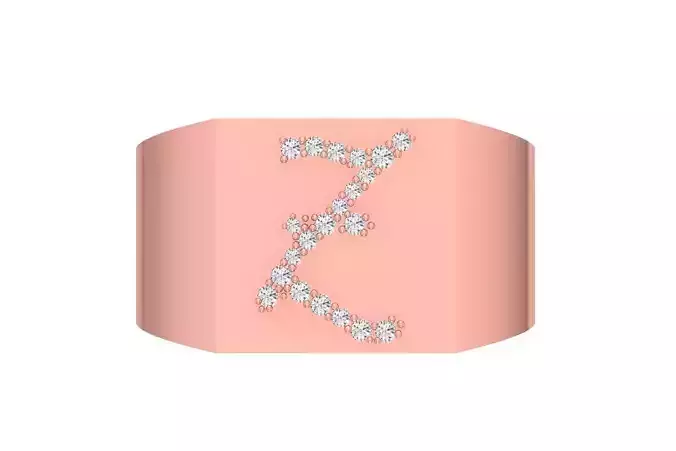 Mens Signet Z Alphabet Ring 3dm STL OBJ FBX Render Details