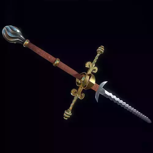 Two-handed Flamberge Low-poly 3D model