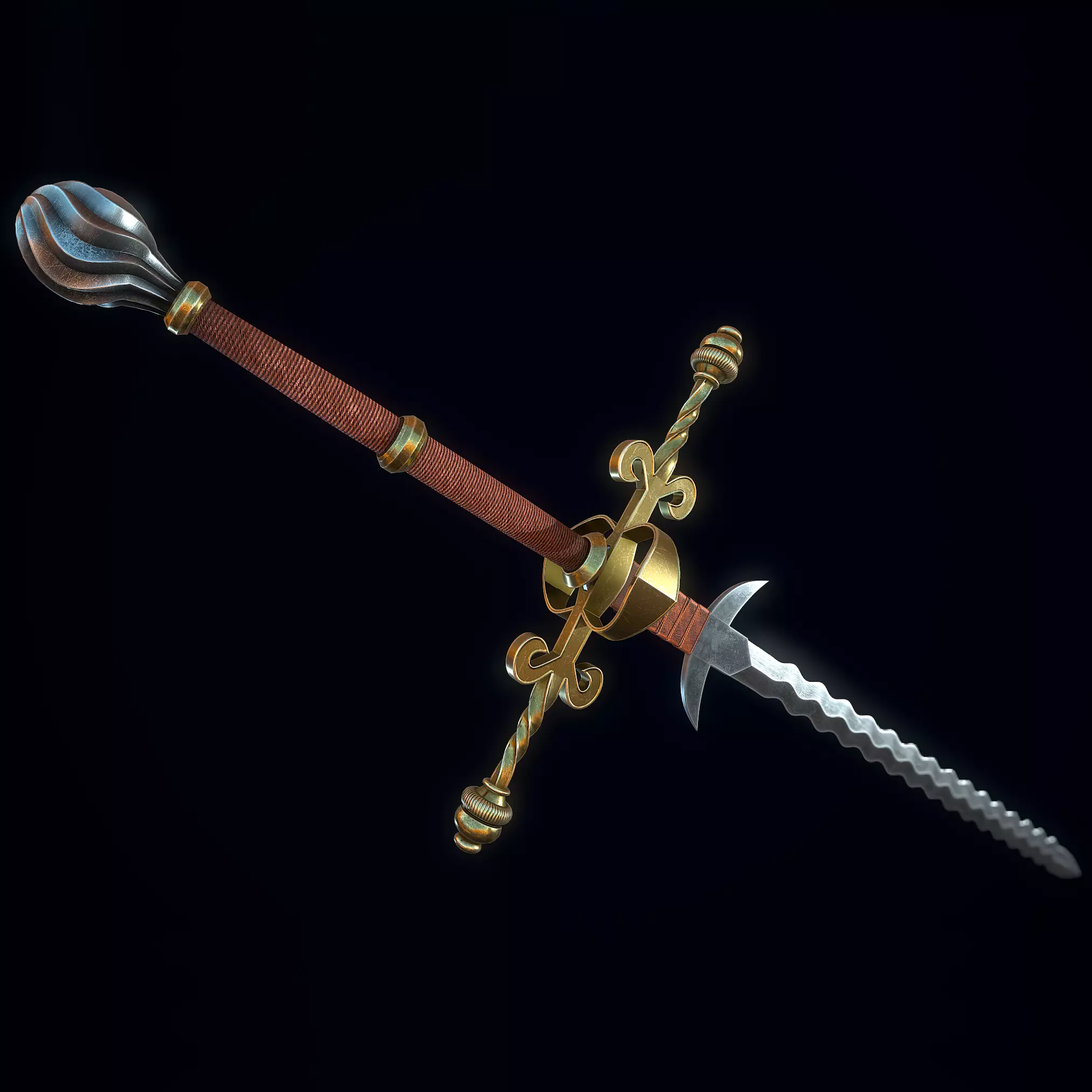 Two-handed Flamberge Low-poly 3D model