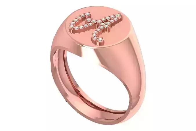 A Alphabet Men Signet Ring 3dm STL OBJ FBX Render Details