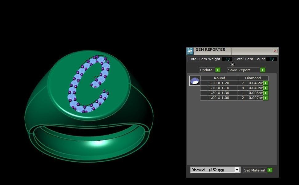 C Alphabet Men Signet Ring 3dm STL OBJ FBX Render Details 3D print model_3