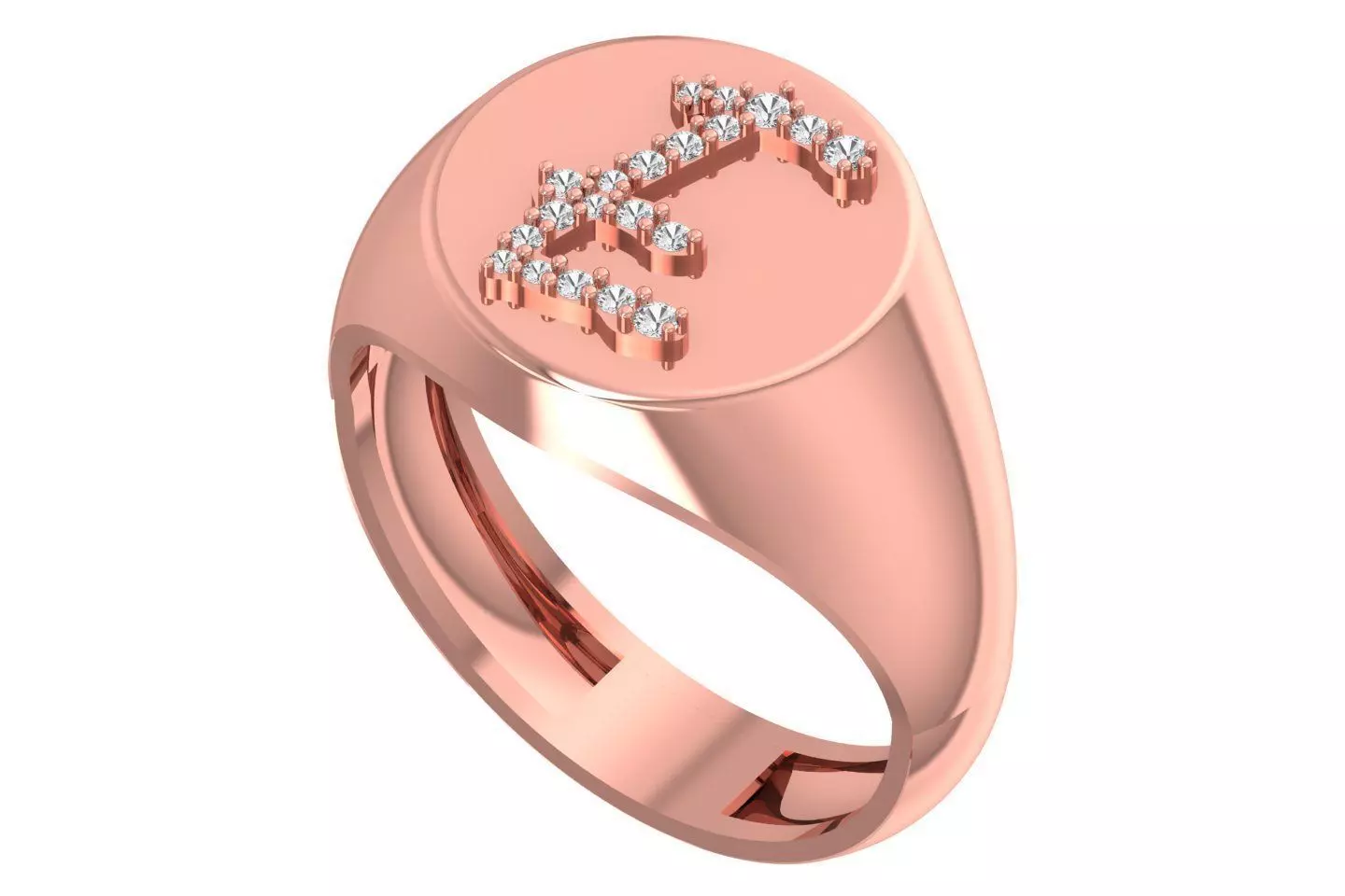 E Alphabet Men Signet Ring 3dm STL OBJ FBX Render Details 3D print model_0