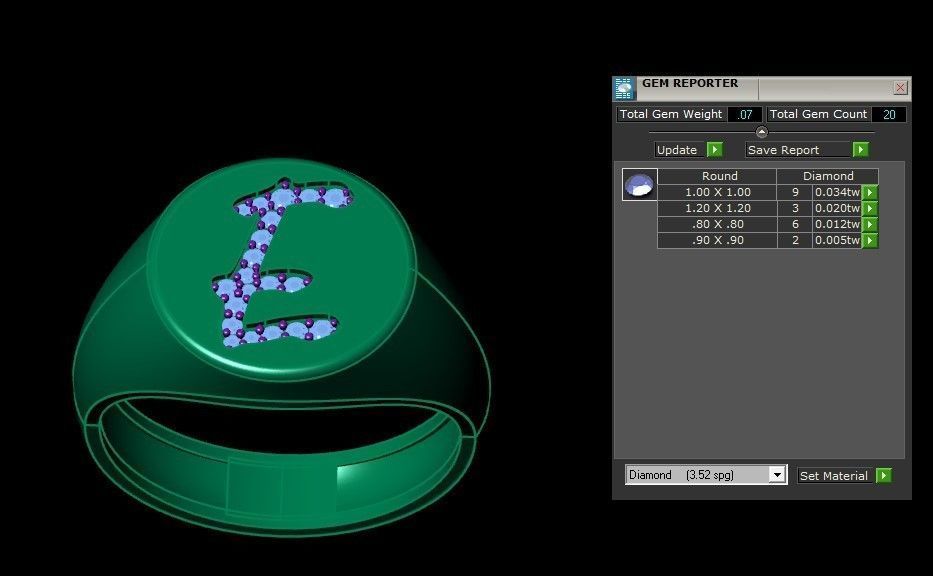 E Alphabet Men Signet Ring 3dm STL OBJ FBX Render Details 3D print model_3