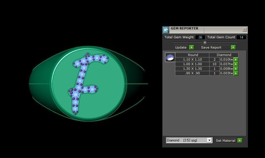 F Alphabet Men Signet Ring 3dm STL OBJ FBX Render Details 3D print model_3