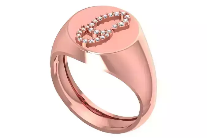 G Alphabet Men Signet Ring 3dm STL OBJ FBX Render Details