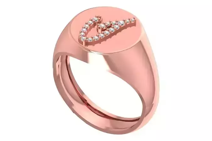 I Alphabet Men Signet Ring 3dm STL OBJ FBX Render Details