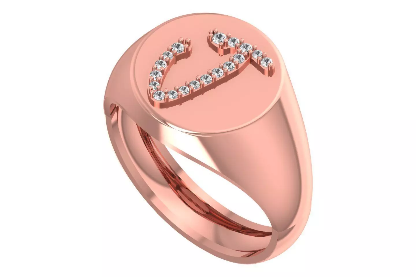 J Alphabet Men Signet Ring 3dm STL OBJ FBX Render Details 3D print model_0