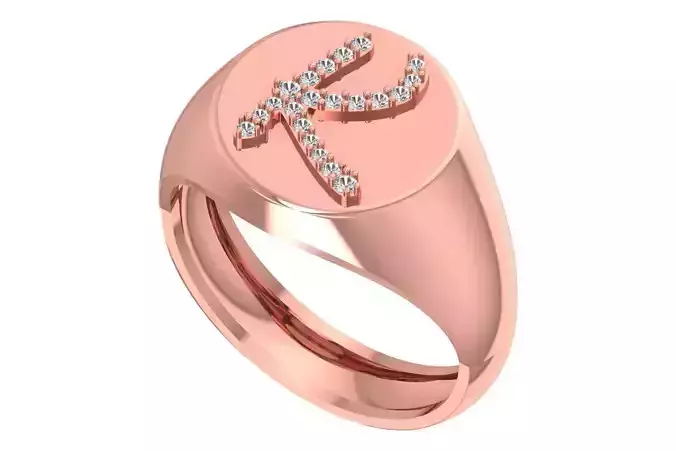 K Alphabet Men Signet Ring 3dm STL OBJ FBX Render Details