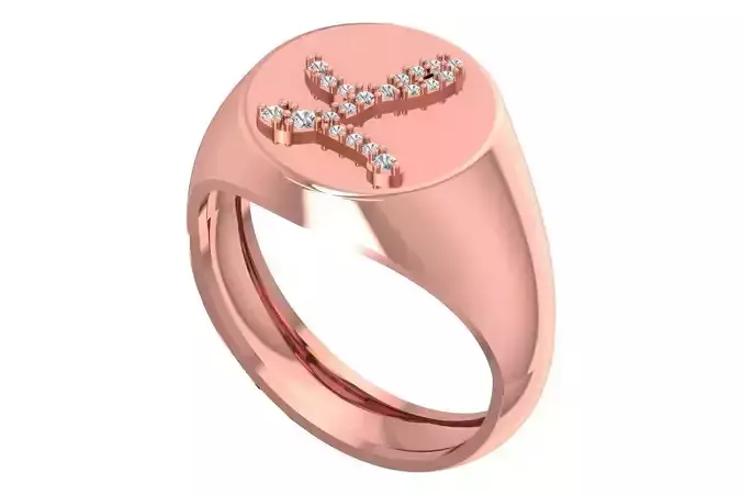 L Alphabet Men Signet Ring 3dm STL OBJ FBX Render Details