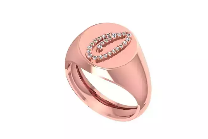 O Alphabet Men Signet Ring 3dm STL OBJ FBX Render Details