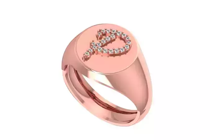 P Alphabet Men Signet Ring 3dm STL OBJ FBX Render Details