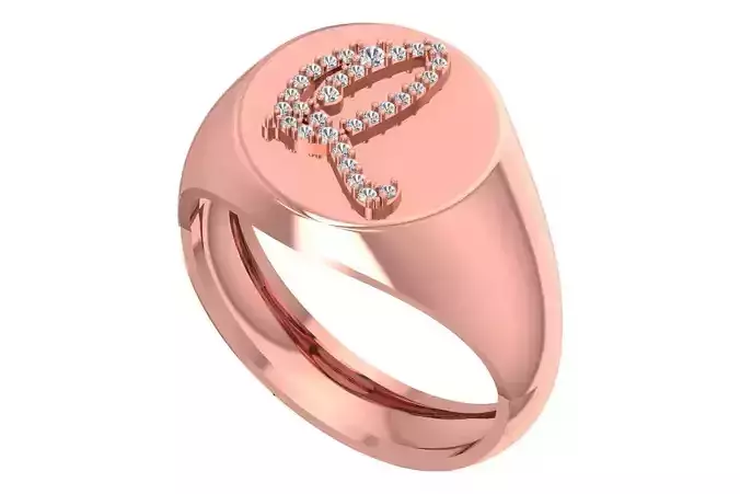 Q Alphabet Men Signet Ring 3dm STL OBJ FBX Render Details