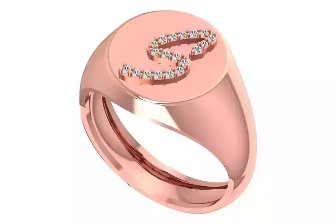 S Alphabet Men Signet Ring 3dm STL OBJ FBX Render Details