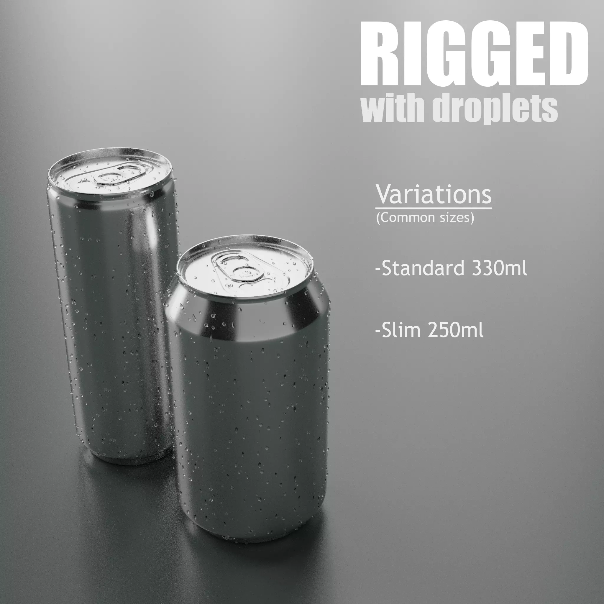 Beverage soda cans Common Sizes - RIGGED Low-poly 3D model