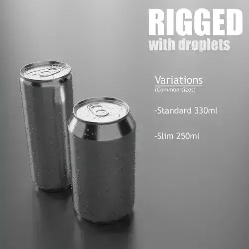 Beverage soda cans Common Sizes - RIGGED Low-poly 3D model