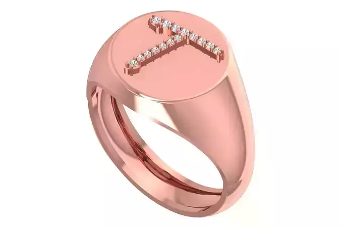 T Alphabet Men Signet Ring 3dm STL OBJ FBX Render Details