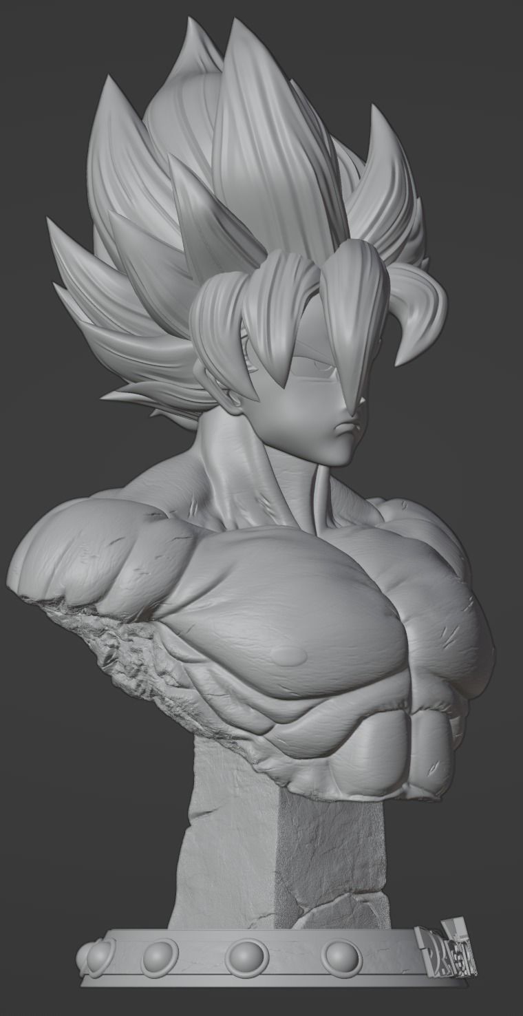 Bust Goku SSJ Namek 3D print model_4