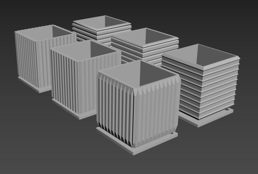 6 square vases 02 3D model_8