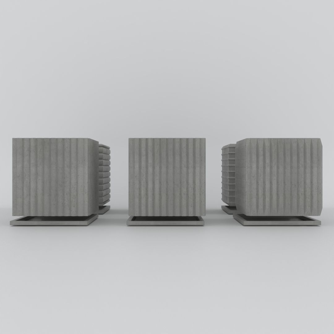 6 square vases 02 3D model_2