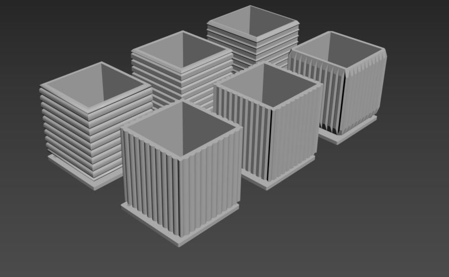 6 square vases 02 3D model_5