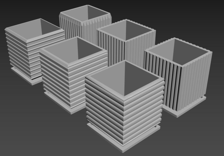 6 square vases 02 3D model_7