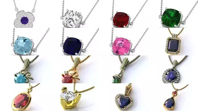 3DM 107 GEMSTONE STUD PENDANT FILES 3D Model Collection