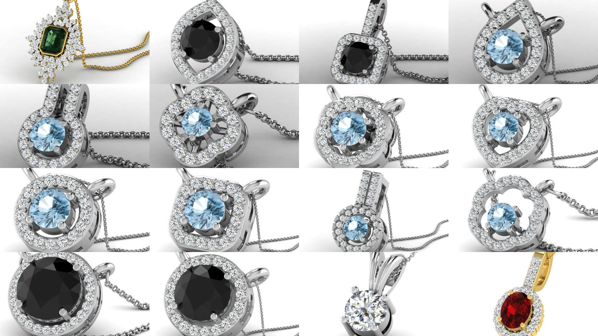 3DM 107 GEMSTONE STUD PENDANT FILES 3D Model Collection_4