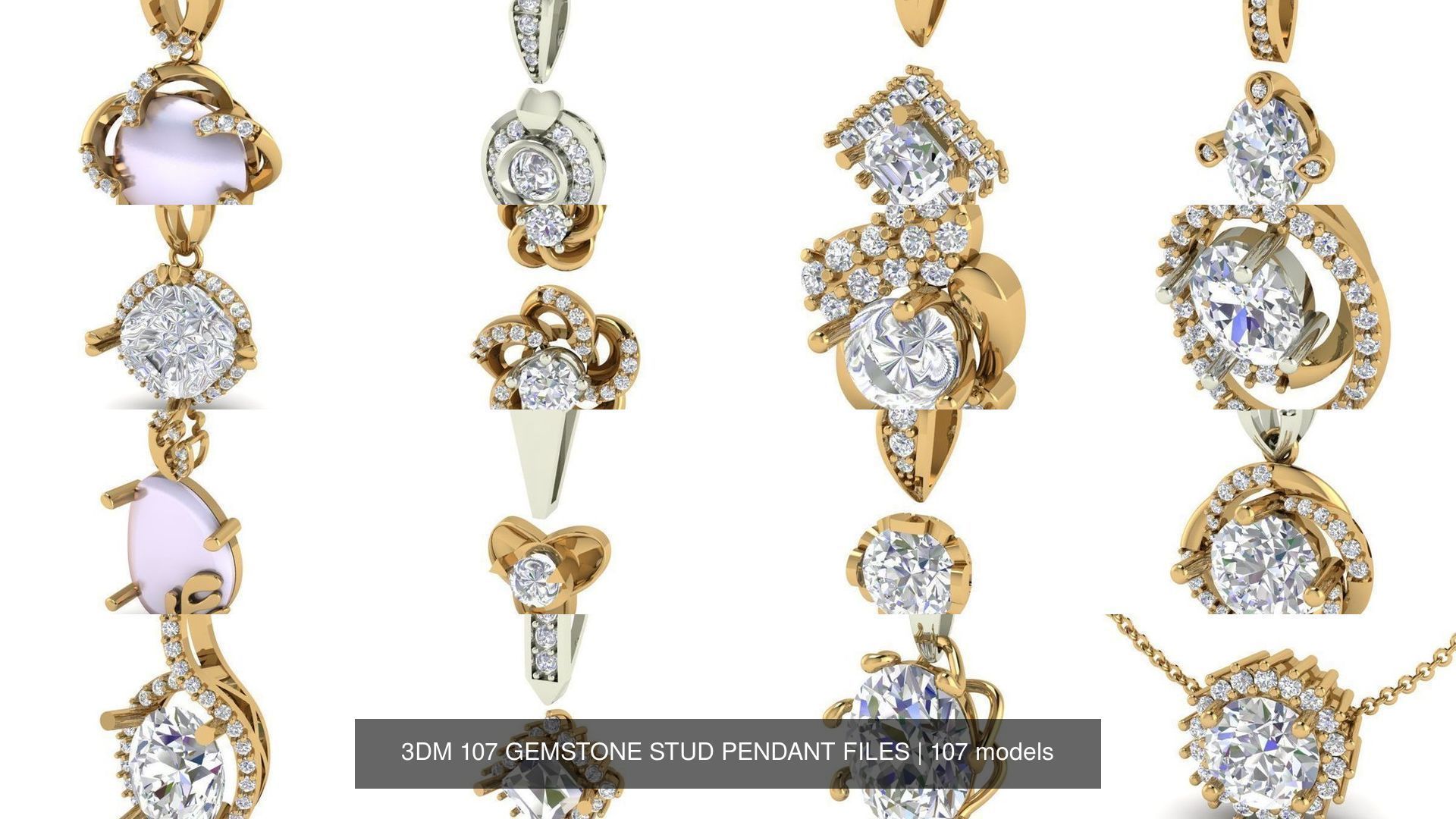 3DM 107 GEMSTONE STUD PENDANT FILES 3D Model Collection_3