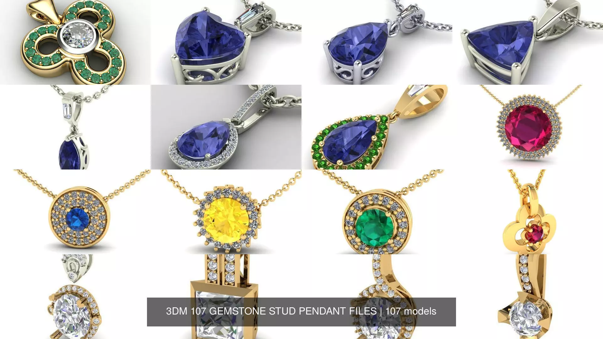 3DM 107 GEMSTONE STUD PENDANT FILES 3D Model Collection_1