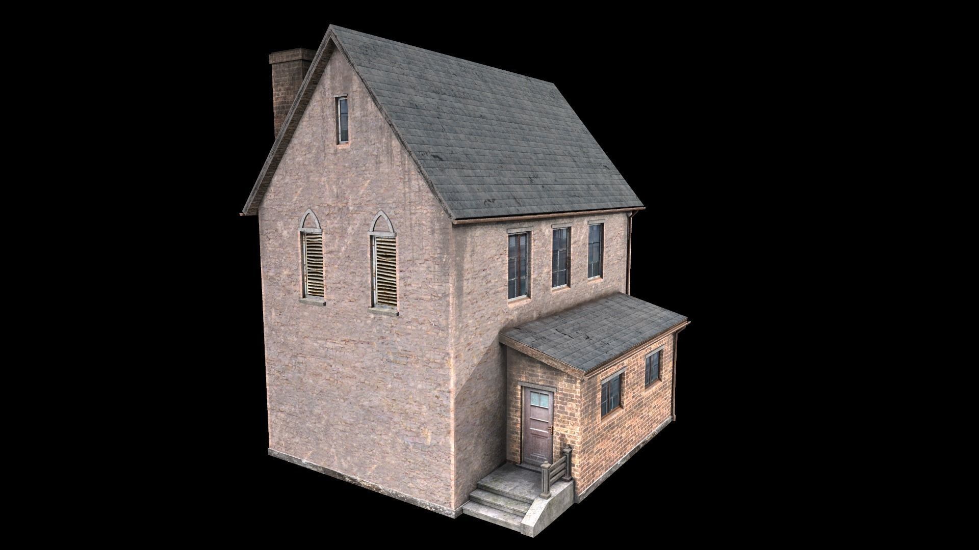 old house Low-poly 3D model_4