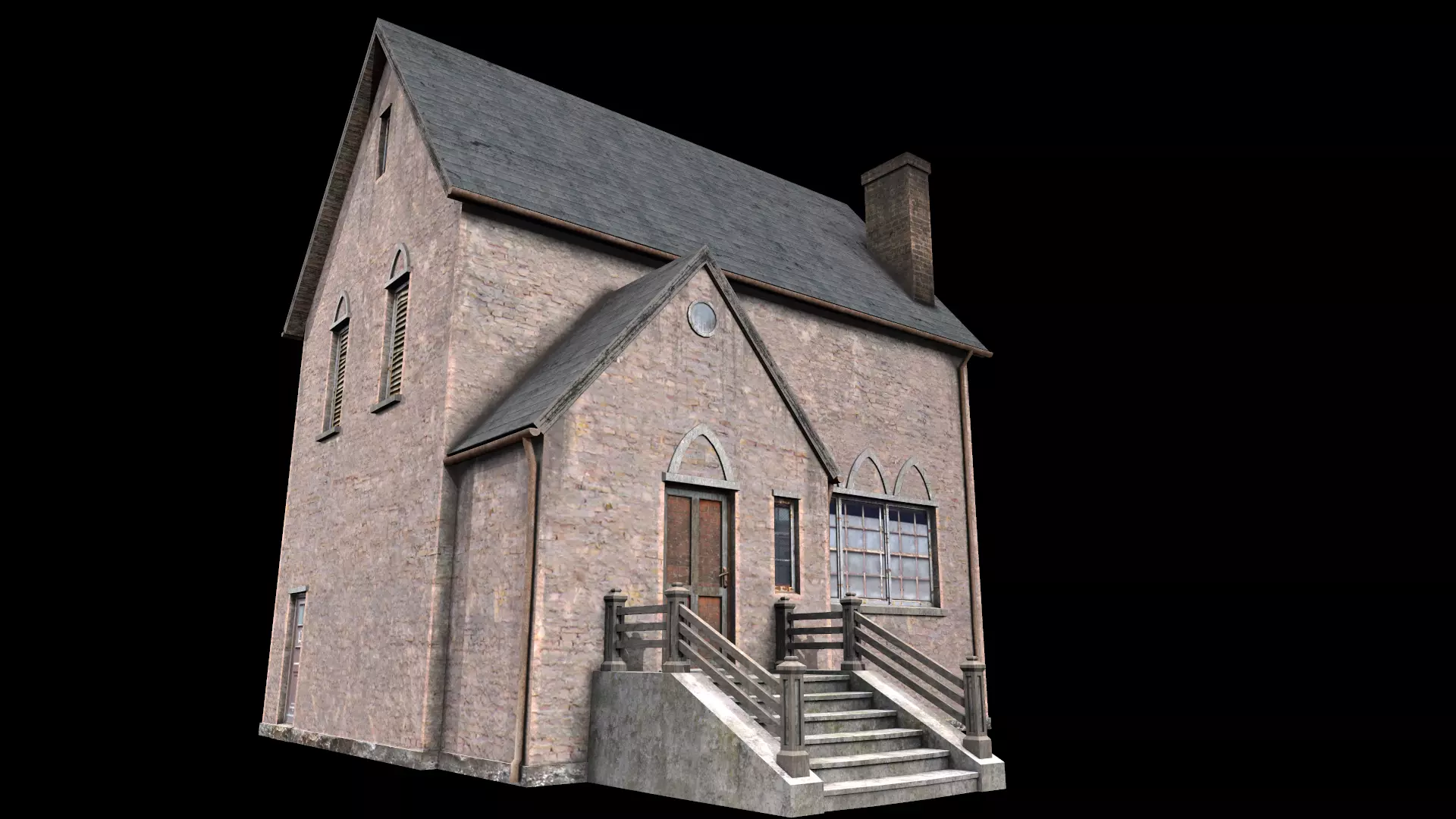 old house Low-poly 3D model_0