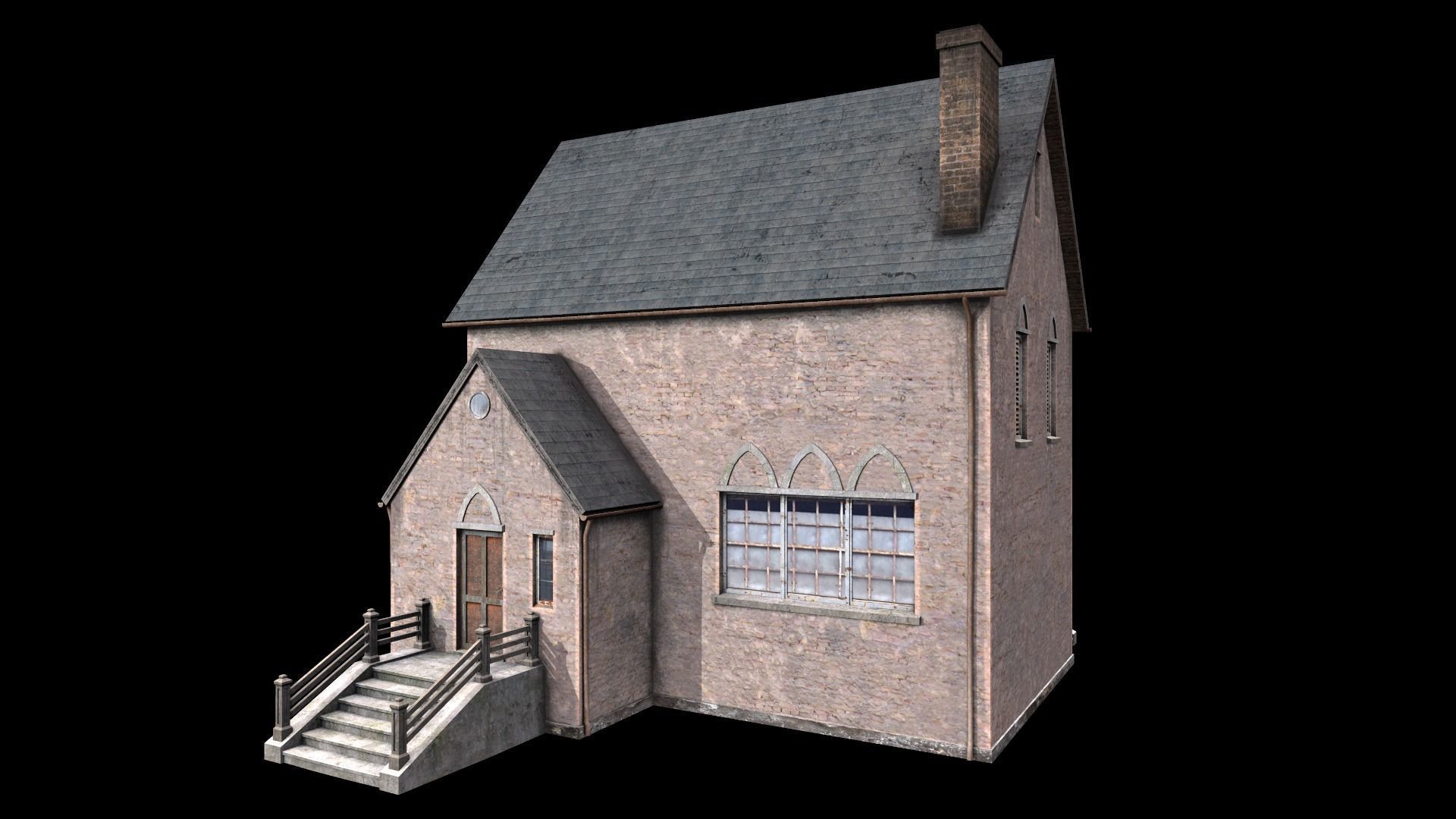 old house Low-poly 3D model_3