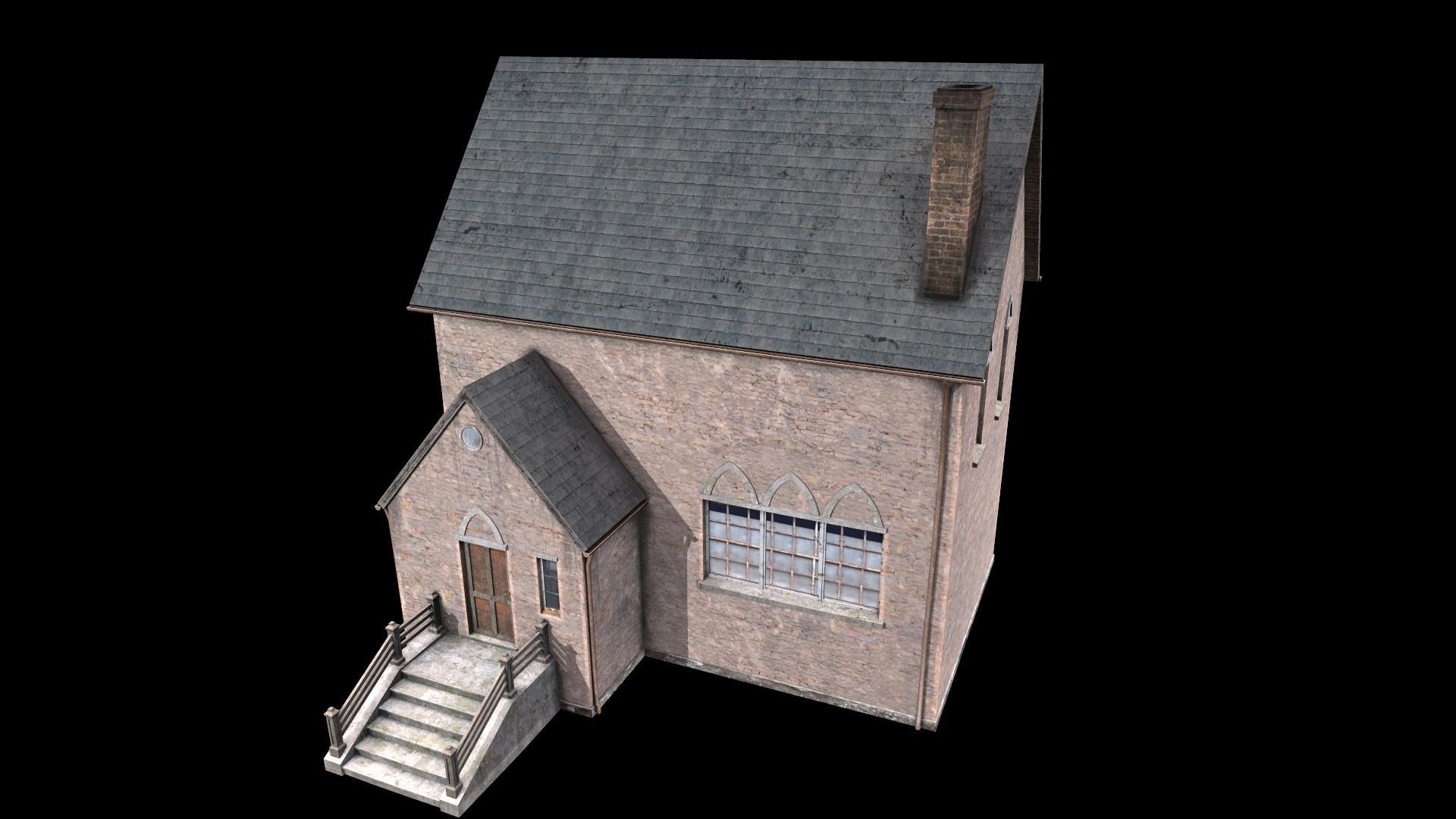 old house Low-poly 3D model_8