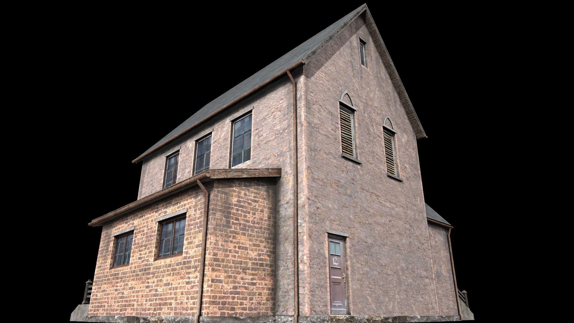 old house Low-poly 3D model_6