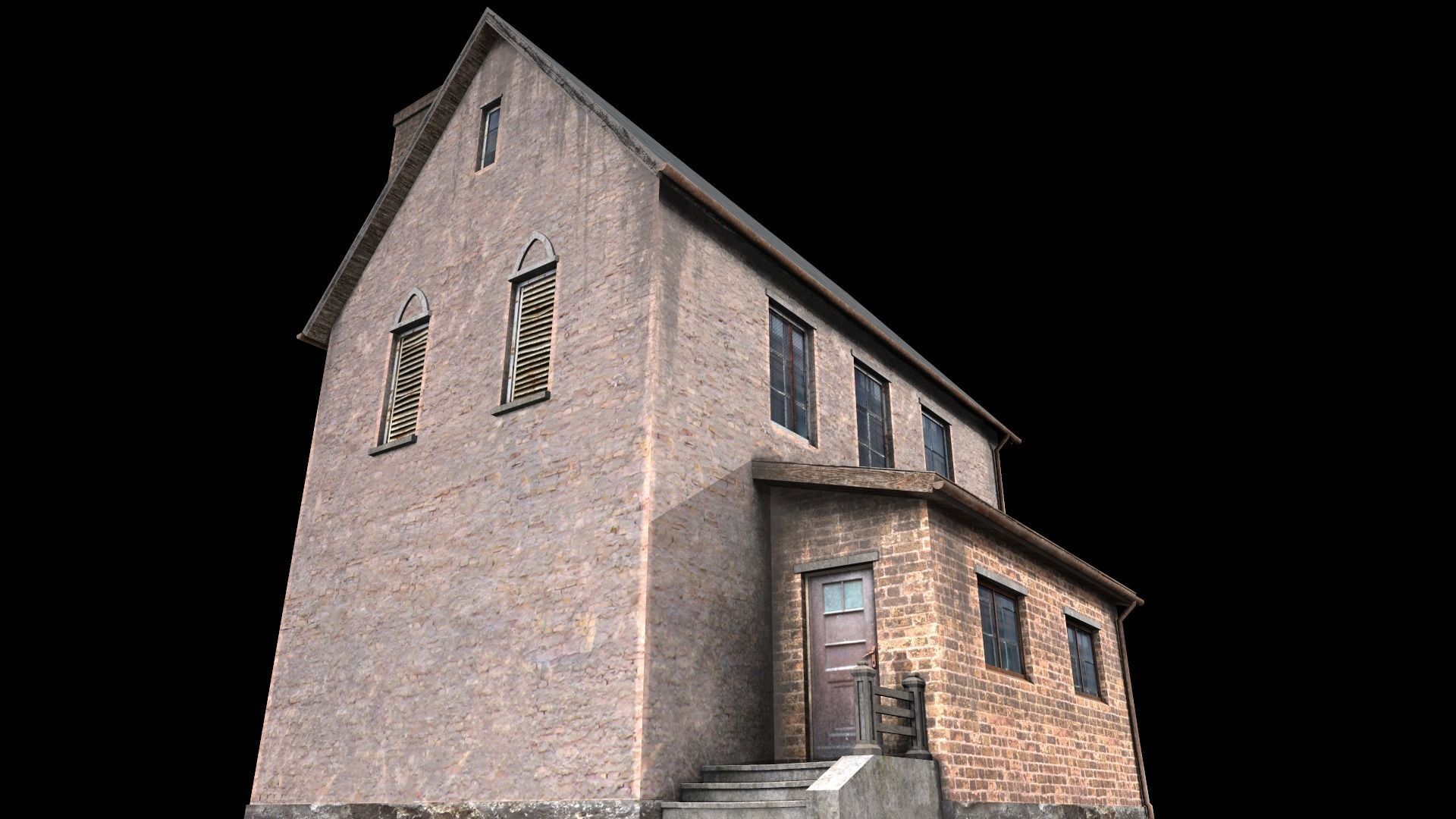 old house Low-poly 3D model_10