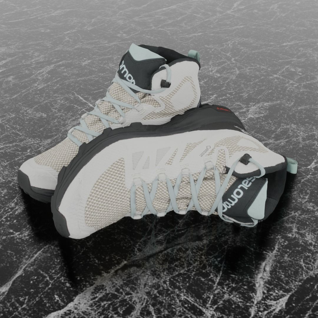 SALOMON OUTLINE GTX 3D BOOTS -WHITE - BLACK Low-poly 3D model_1