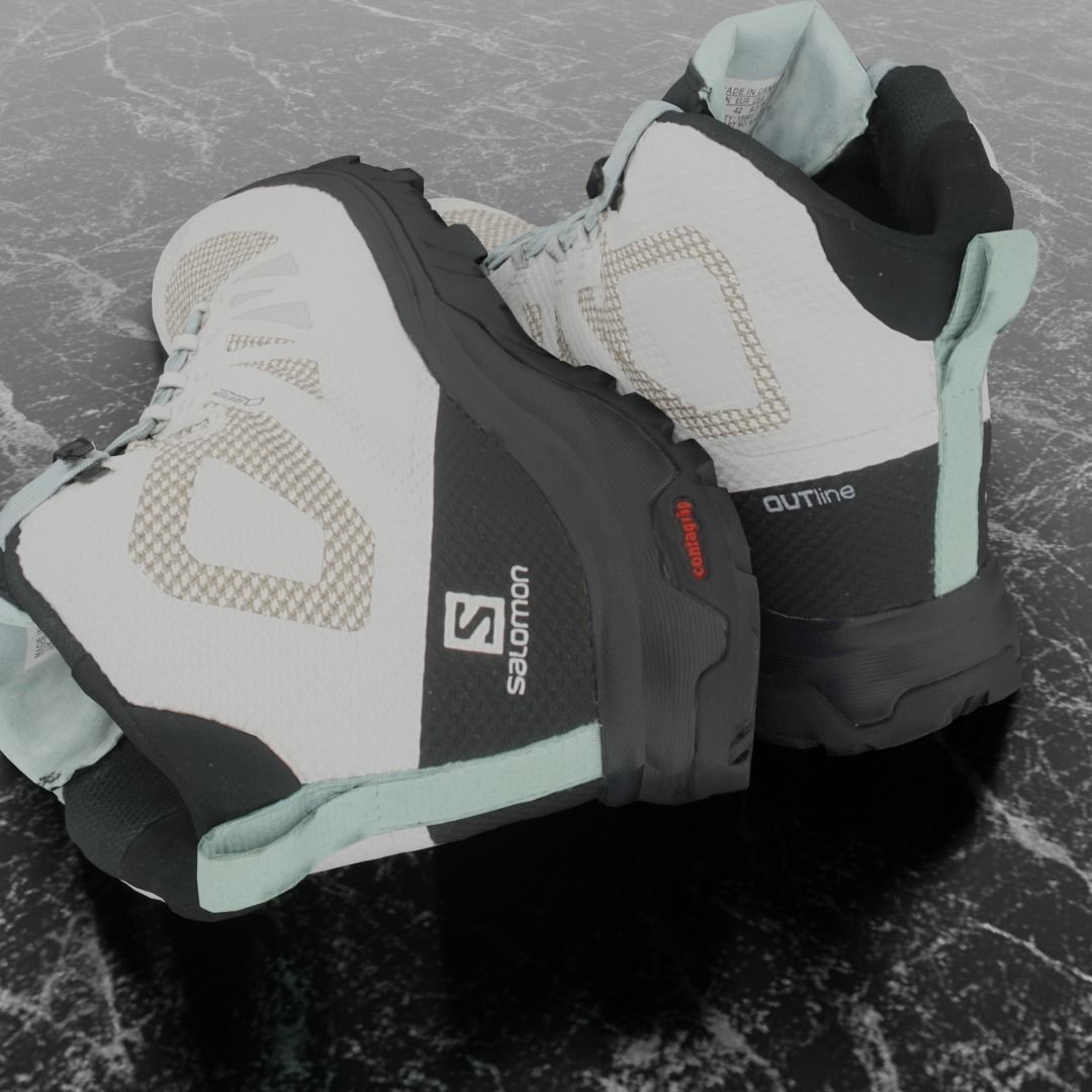 SALOMON OUTLINE GTX 3D BOOTS -WHITE - BLACK Low-poly 3D model_9