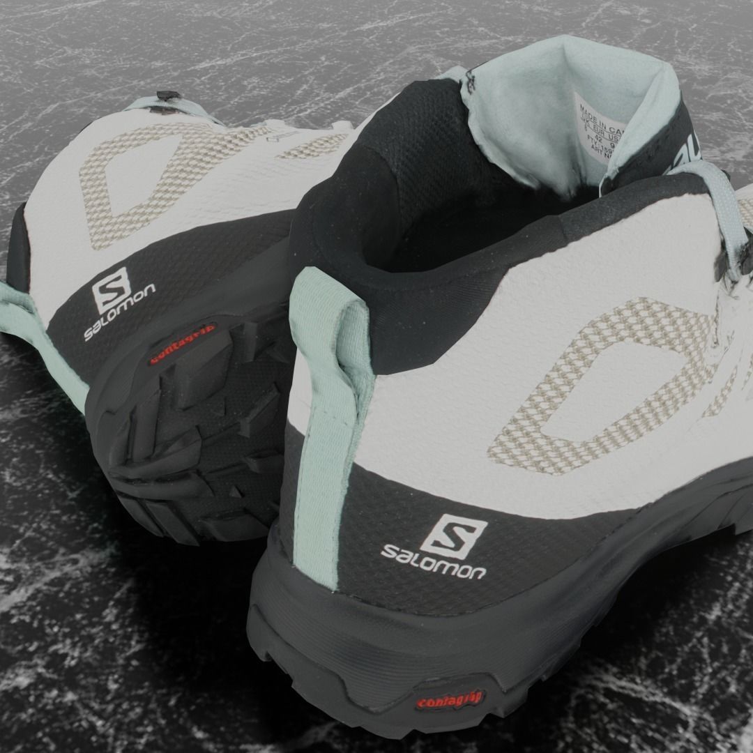 SALOMON OUTLINE GTX 3D BOOTS -WHITE - BLACK Low-poly 3D model_10