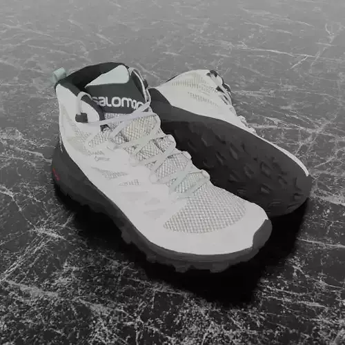 SALOMON OUTLINE GTX 3D BOOTS -WHITE - BLACK Low-poly 3D model
