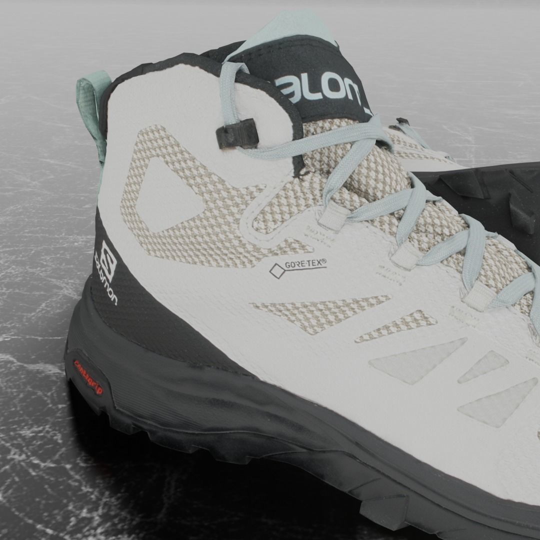 SALOMON OUTLINE GTX 3D BOOTS -WHITE - BLACK Low-poly 3D model_8