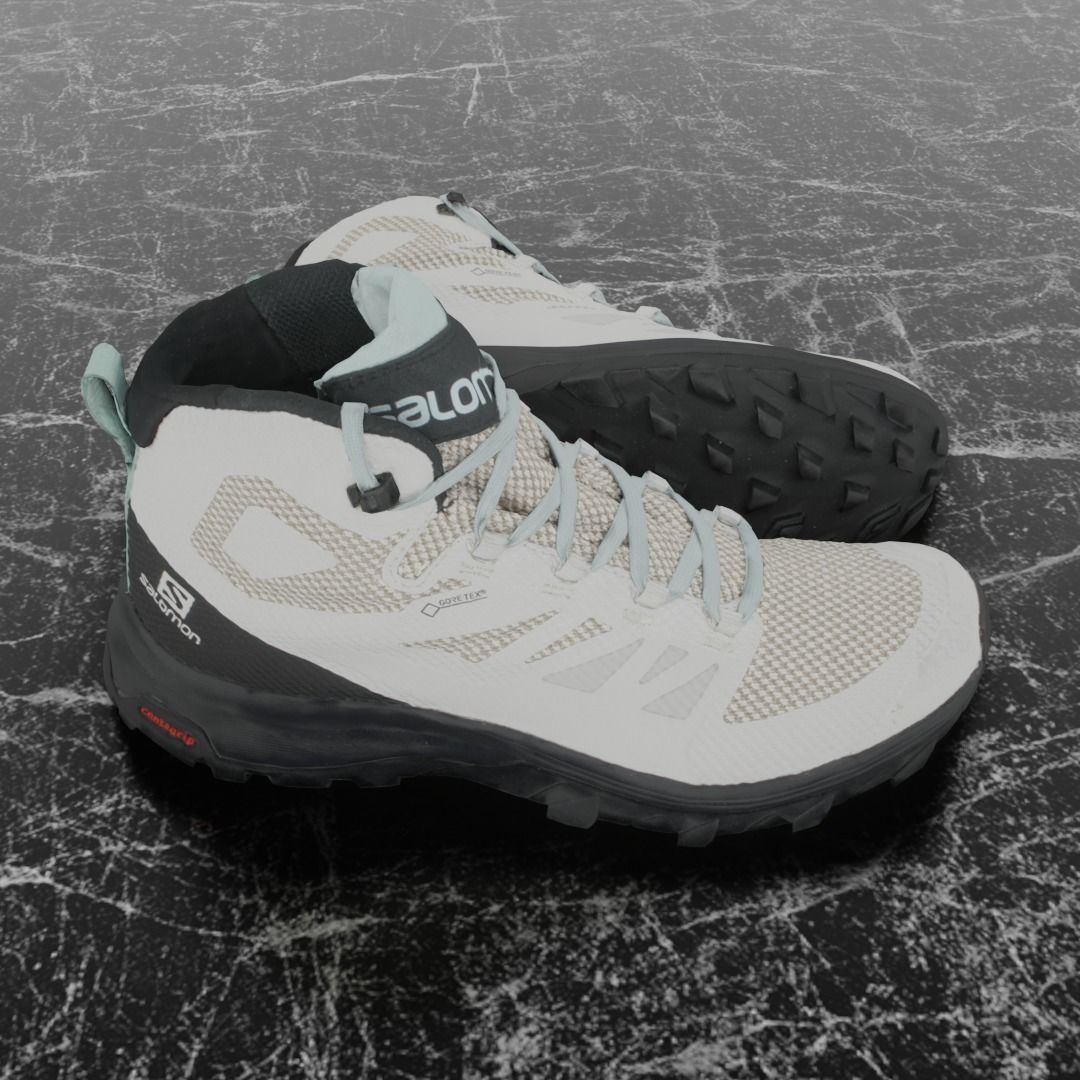 SALOMON OUTLINE GTX 3D BOOTS -WHITE - BLACK Low-poly 3D model_3