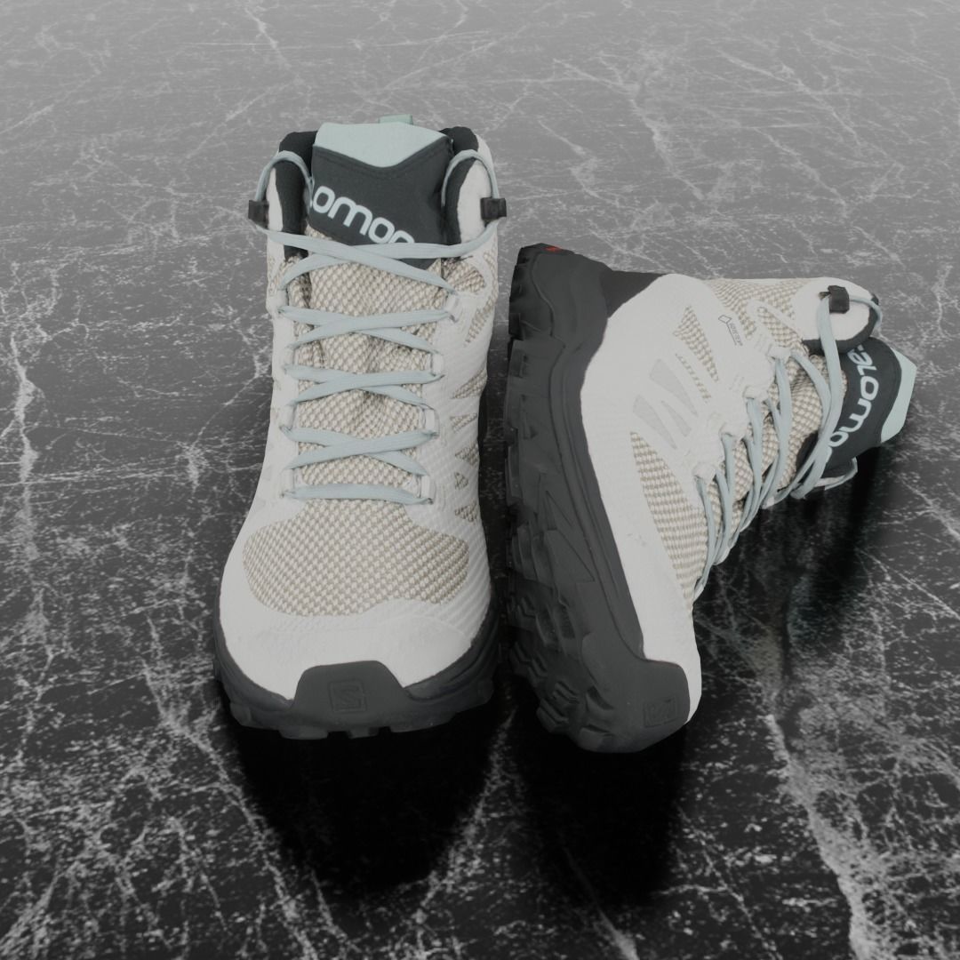 SALOMON OUTLINE GTX 3D BOOTS -WHITE - BLACK Low-poly 3D model_7