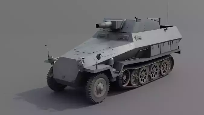 SdKfz 251-9 Stummel Infantry Support Vehicle Low-poly 3D model