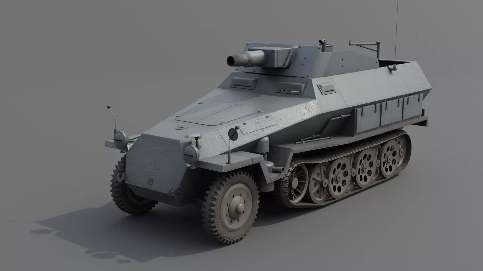 SdKfz 251-9 Stummel Infantry Support Vehicle Low-poly 3D model_0