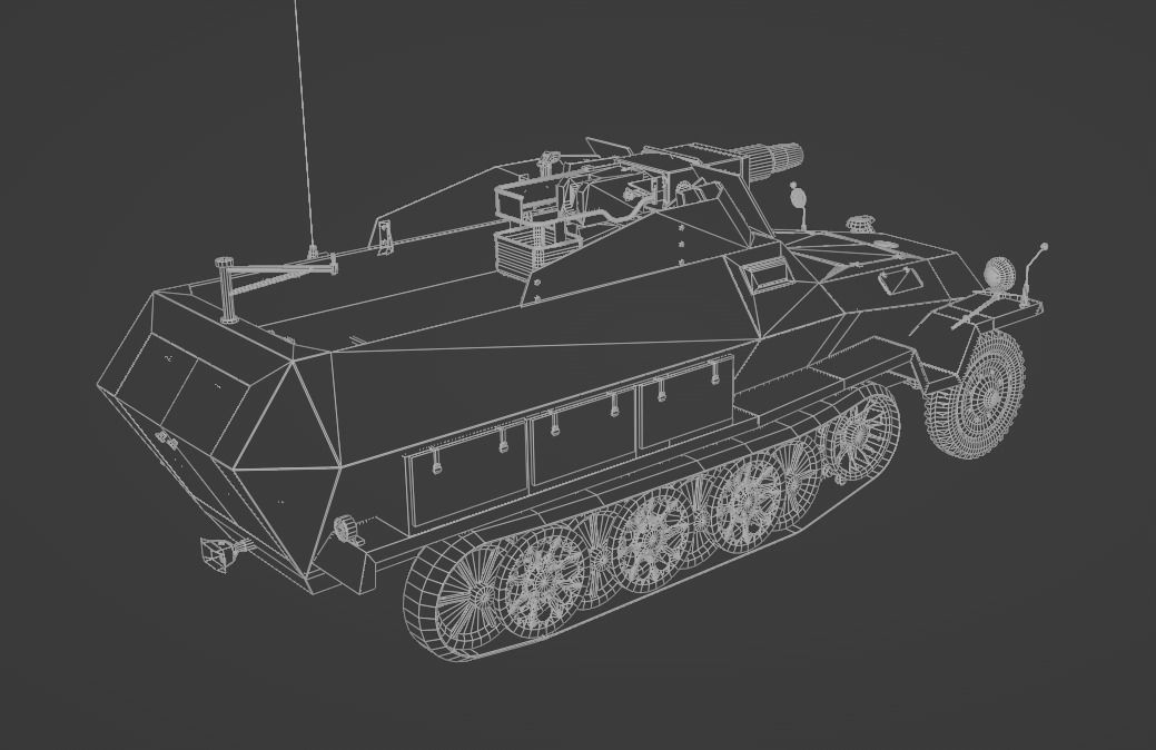 SdKfz 251-9 Stummel Infantry Support Vehicle Low-poly 3D model_14
