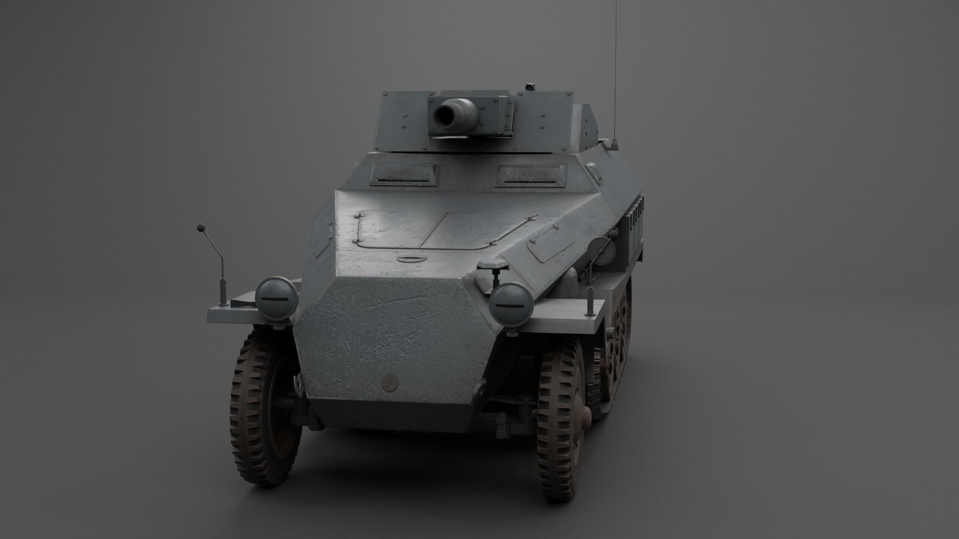 SdKfz 251-9 Stummel Infantry Support Vehicle Low-poly 3D model_15