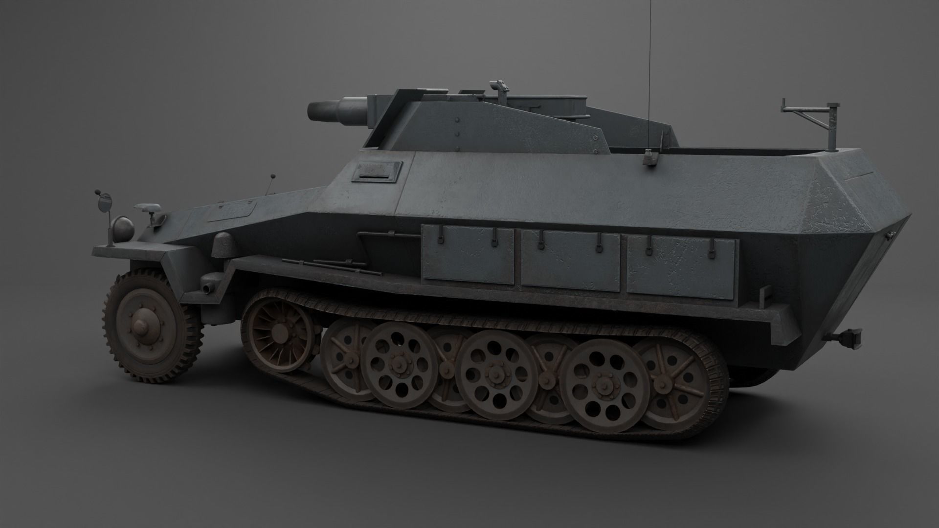 SdKfz 251-9 Stummel Infantry Support Vehicle Low-poly 3D model_22